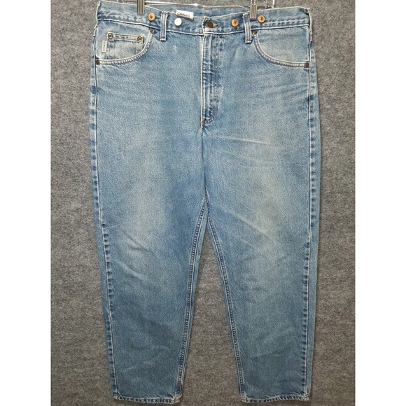 VTG Carhartt B17 DST Relaxed Fit Jeans Mens 38x30 Light Wash Denim - Picture 1 of 9